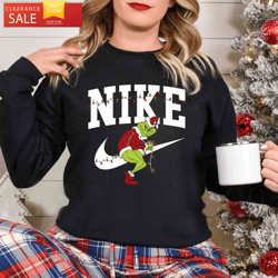 grinch nike sweatshirt, funny christmas sweatshirt, christmas gift ideas happy place for music lovers