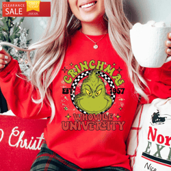 Grinchmas Whoville University Christmas Sweatshirt Long Sleeve Grinch Shirt  Happy Place for Music Lovers