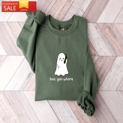 halloween boo you whore ghost sweatshirt, mean girls inspired happy place for music lovers