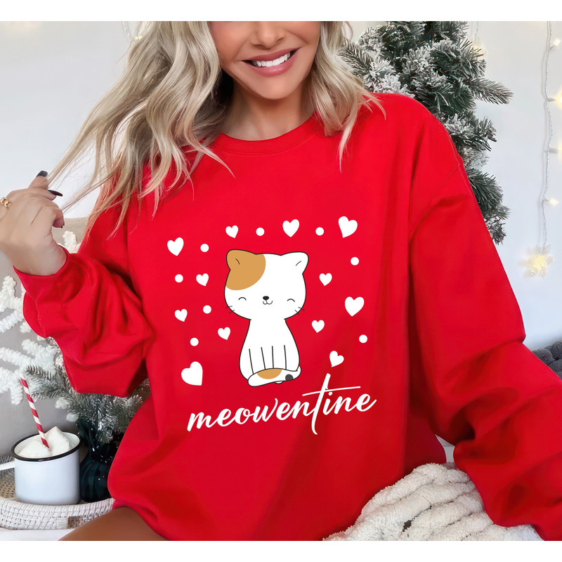 Cat Lover Valentine Sweatshirt, Cute Cat Valentine Unisex Sweatshirt, Valentines Day Sweater, Valentines Day Gift, Love Heart T-Shirt.jpg