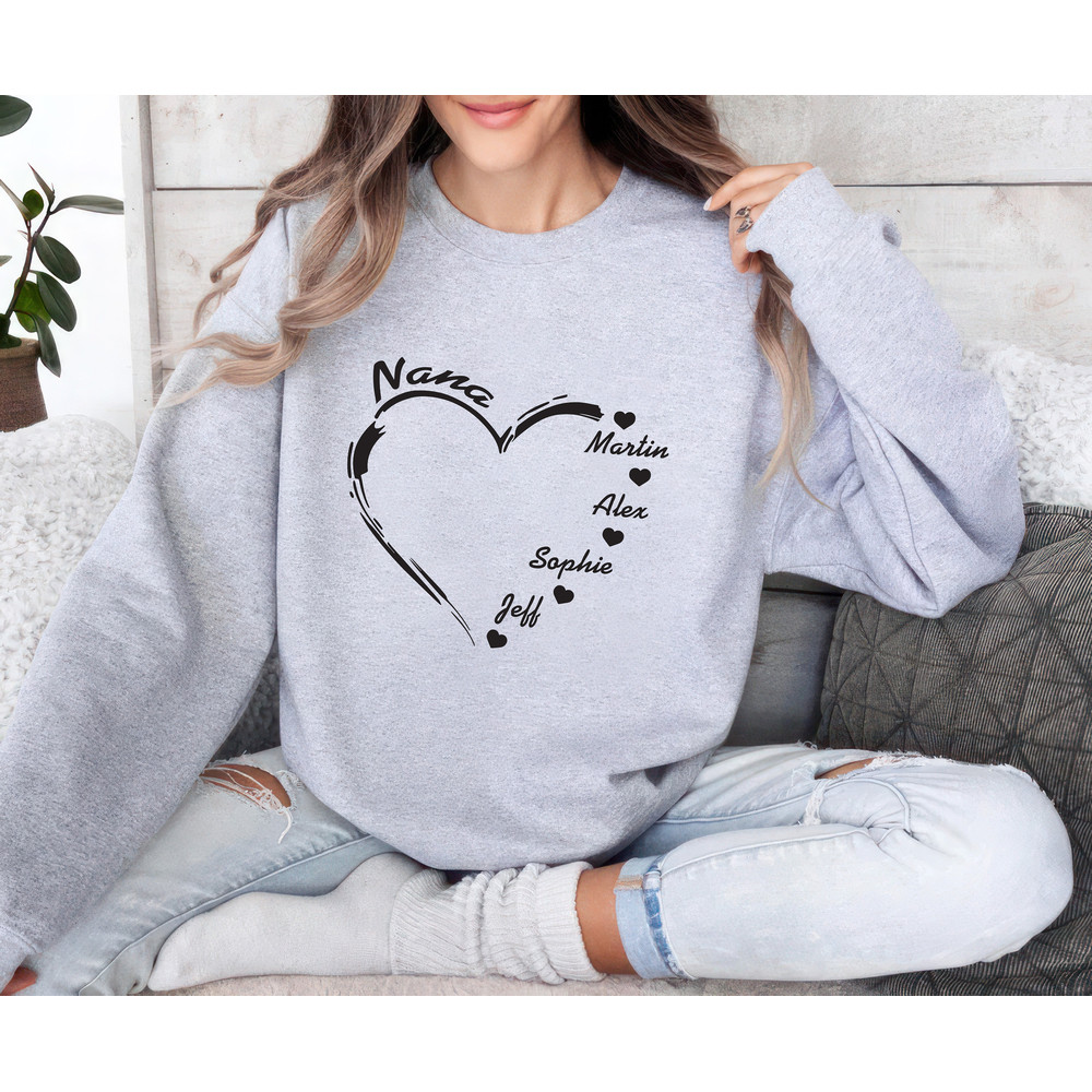 Custom Grandma Sweatshirt, Personalized Grandma Heart Unisex Sweater, Grandkids Name Sweatshirt, Gift For Grandma, Nana Grammy, Mothers Day 2.jpg