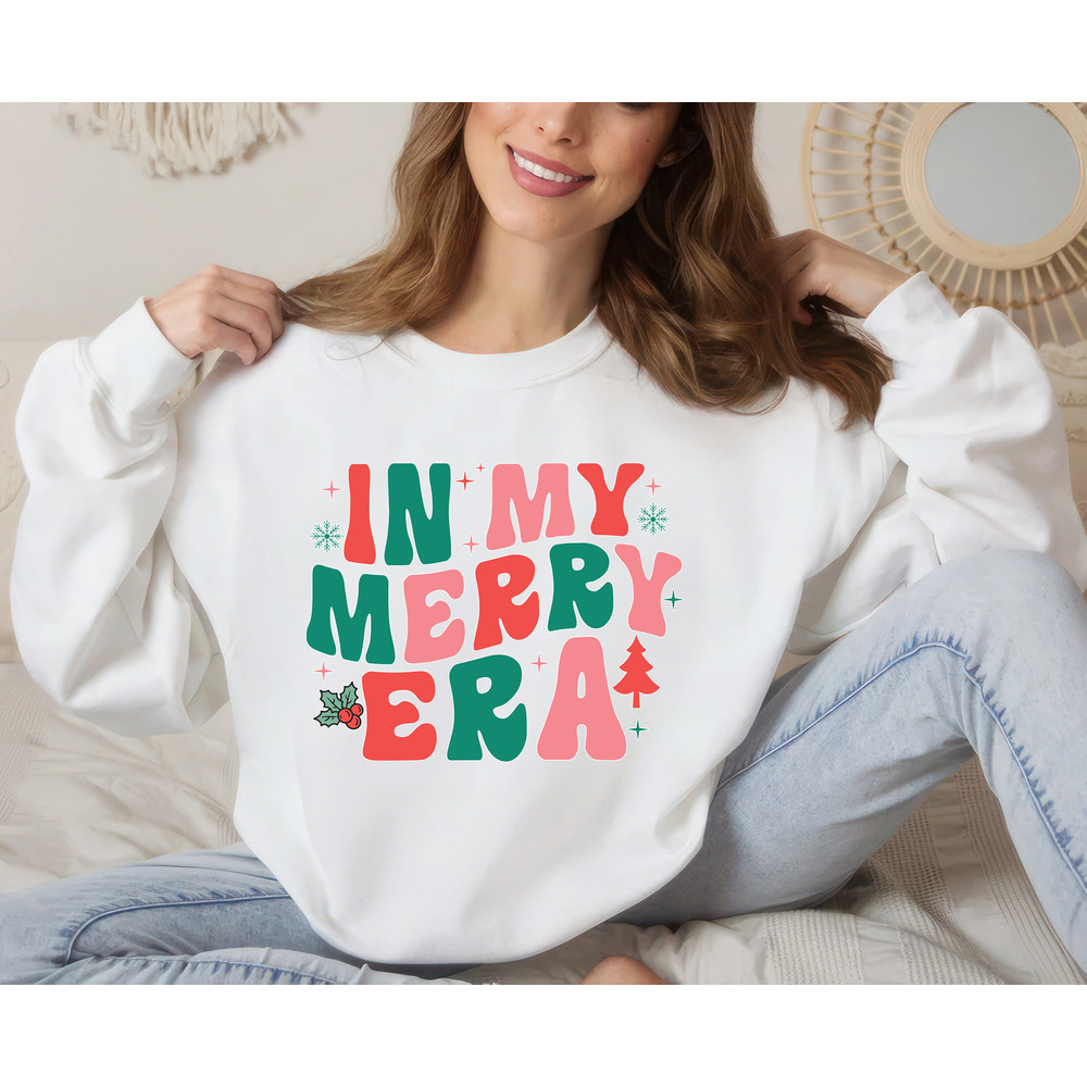 In My Merry Era Christmas Sweatshirt, Retro Christmas Unisex Sweatshirt, Funny Christmas Sweatshirt, Christmas Party Sweater, Gift for Her.jpg
