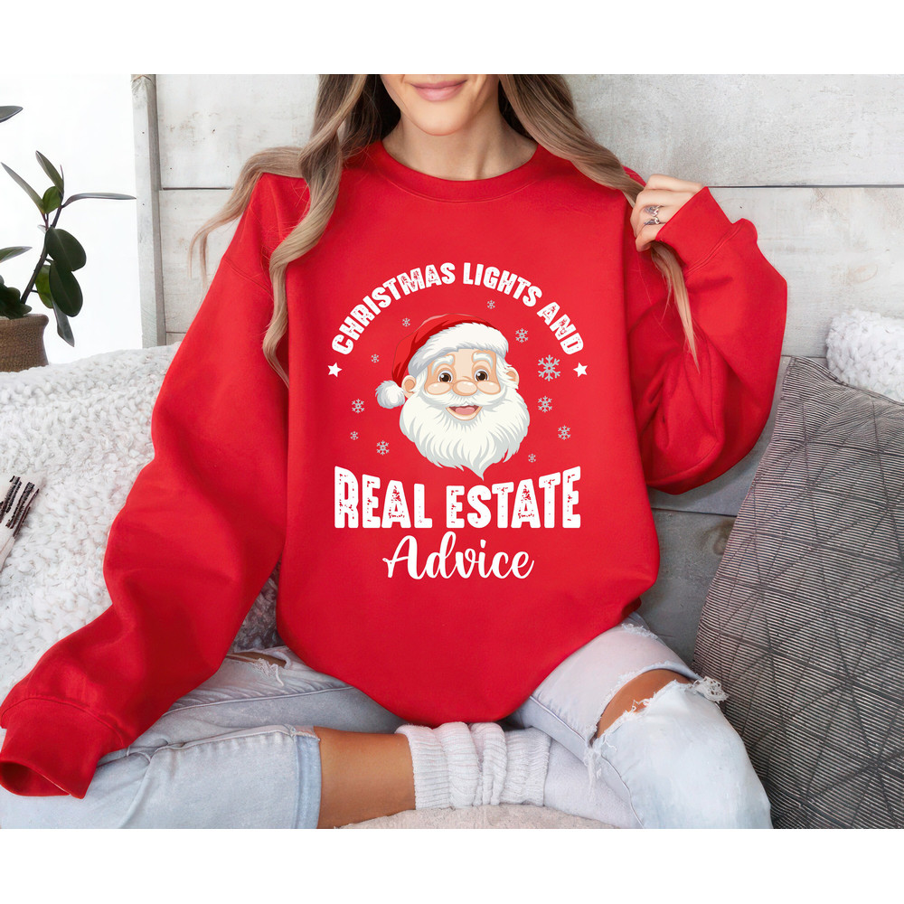 Real Estate Christmas Sweatshirt, Christmas Real Estate Agent Unisex Sweatshirt, Realtor Sweater, Christmas Light Real Estate Advice Shirt.jpg