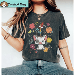 disney moana shirt, hei hei and pua floral comfort colors shirt, moana princess shirt, disney shirts, disneyland shirt,