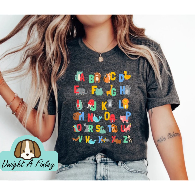 Alphabet Shirt, ABC Shirt, Animals Alphabet T-Shirt, Kingergarten Teacher Shirt, Alphabet Shirt for Teachers, Tescher Shirt, Back to School.jpg
