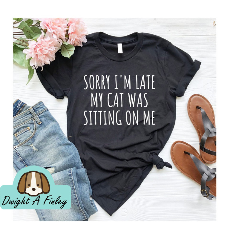 Cat Lover Shirt, Cat Mom Gift, animal Shirt, Gift For Cat Lover Sorry I'm Late My Cat Was Sitting On Me Cat Mom Shirt, Cat Lover Gift OK.jpg