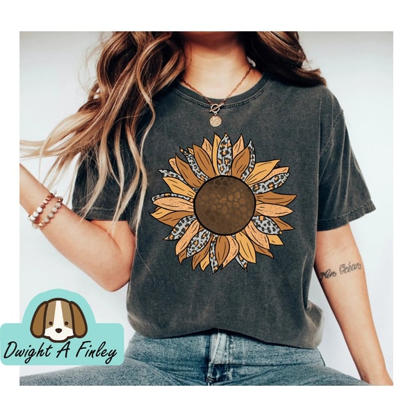 Leopard Sunflower Shirt,Sunflower Shirt, Leopard tee Floral Shirt,Leopard Print Tshirt,Floral Shirt,Flower Print Shirt,Botanical Print Shirt.jpg
