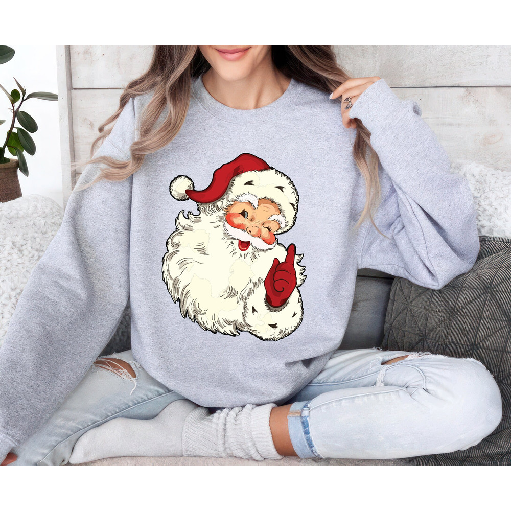 Christmas Santa Sweatshirt, Santa Christmas Unisex Sweatshirt, Retro Santa Sweater, Christmas Matching Vintage Santa Shirt.jpg