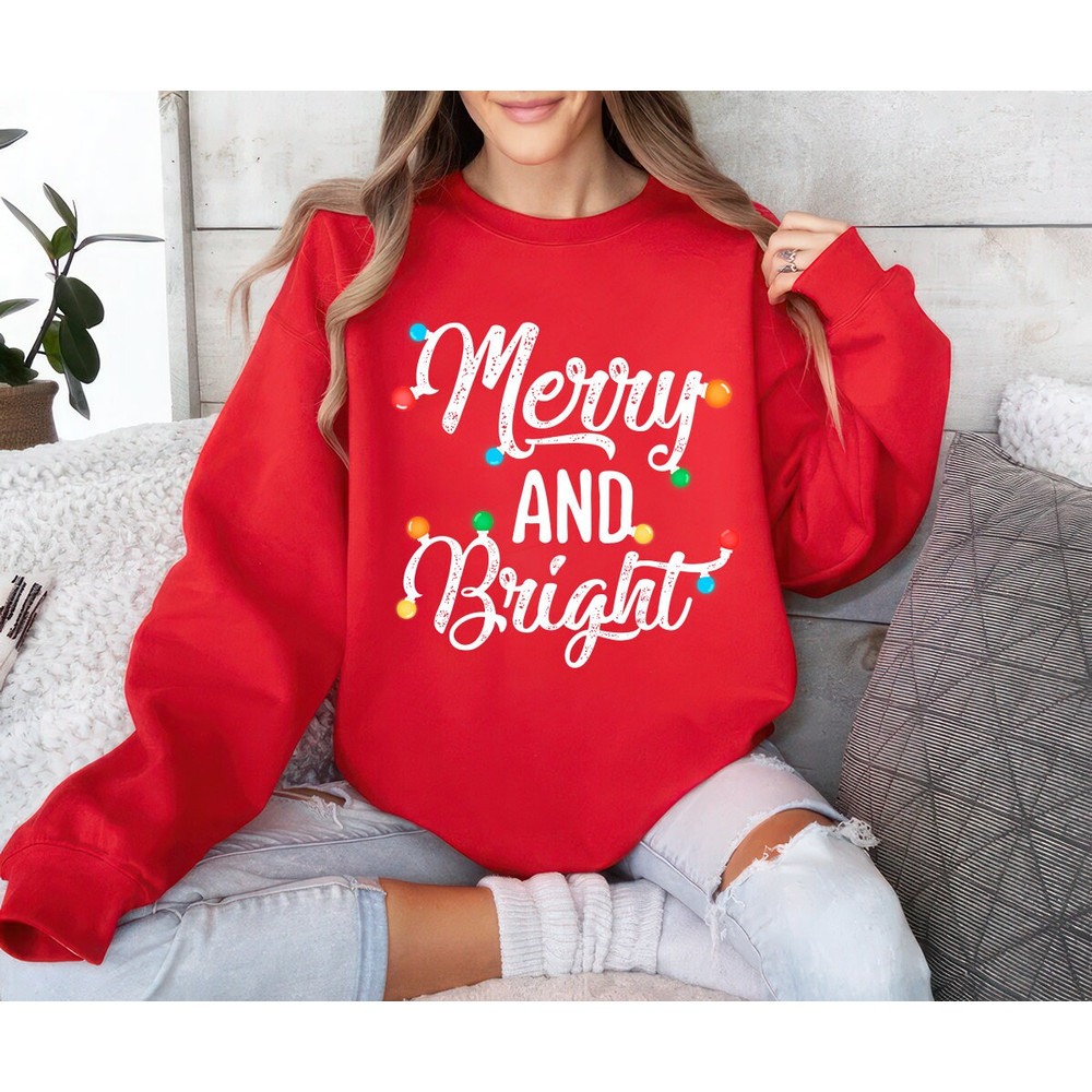 Christmas Sweatshirt, Merry And Bright Unisex Sweatshirt, Holiday Merry Christmas Sweater, Christmas Matching Shirt, Christmas Family Shirt 2.jpg