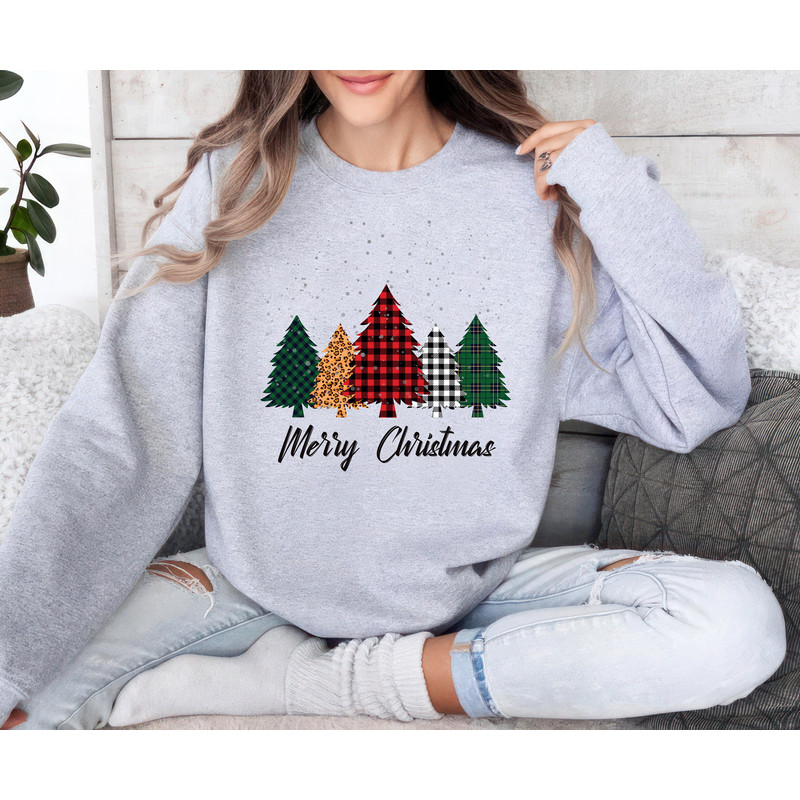 Christmas Tree Sweatshirt, Buffalo Plaid Merry Christmas Unisex Sweatshirt, Family Christmas Sweater, Christmas Matching Shirt, Xmas Shirt.jpg