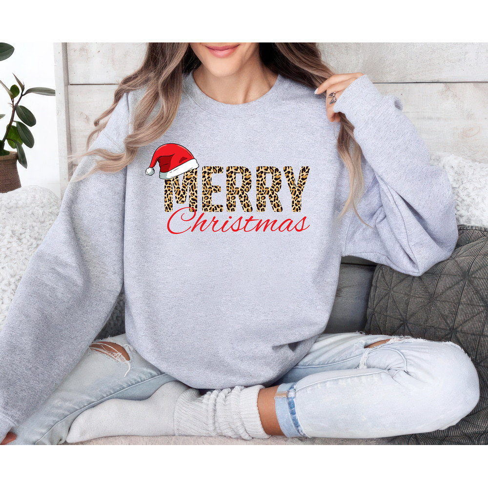 Merry Christmas Sweatshirt, Happy Holiday Merry Christmas Unisex Sweatshirt, Family Christmas Sweater, Matching Shirt, Xmas Santa Hat Shirt.jpg