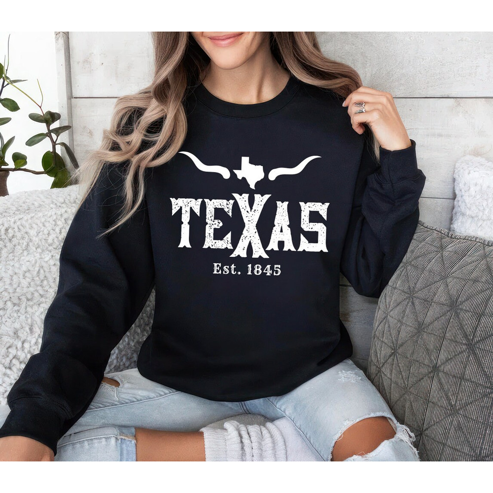 Texas Sweatshirt, Vintage Texas Sweatshirt, Texas Established 1845 Sweater, Texas Shirt, Texas State Shirt, Trendy Texas Shirt, Texas Gift.jpg