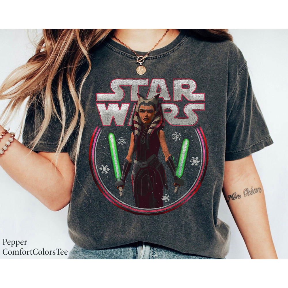 Ahsoka Dual Wield Merry Christmas Star Wars Shirt Family Matching Walt Disney World Shirt Gift Ideas Men Women.jpg