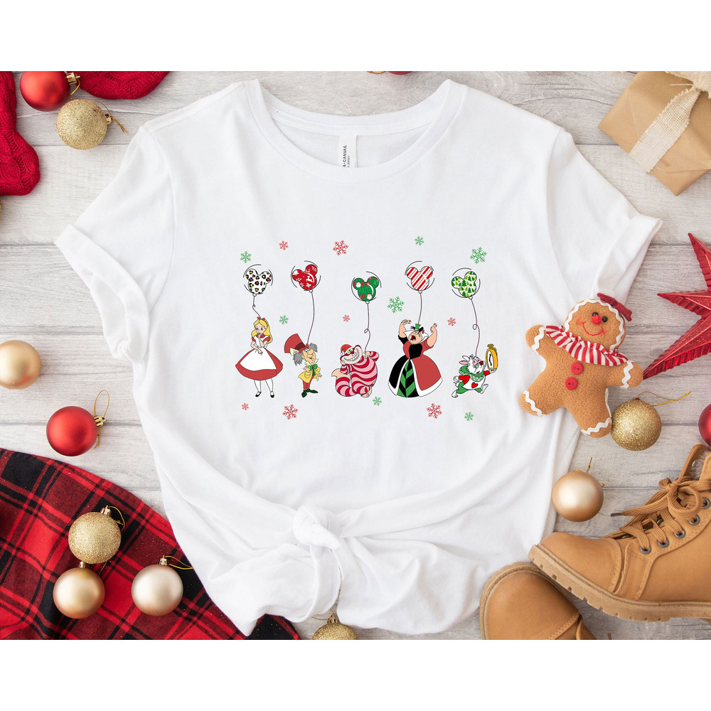 Alice In Wonderland With Mickey Ear Balloons A Very Merry Christmas Shirt Family Matching Walt Disney World Shirt Gift Ideas Men Women.jpg