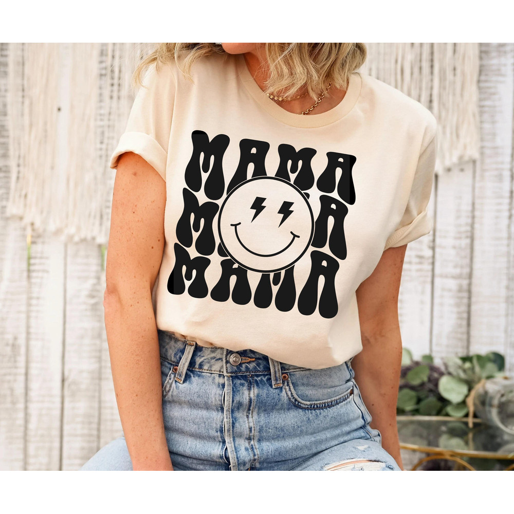 Boho Smiley Face Mama Shirt 70s Groovy Shirt Great Mother's Day Gift Retro Mama Mom Nana Grandma.jpg