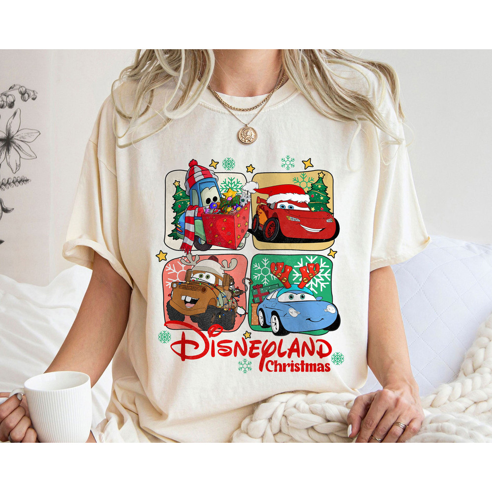 Cars Characters Wear Santa Hat A Very Merry Christmas Shirt Family Matching Walt Disney World Shirt Gift Ideas Men Women.jpg