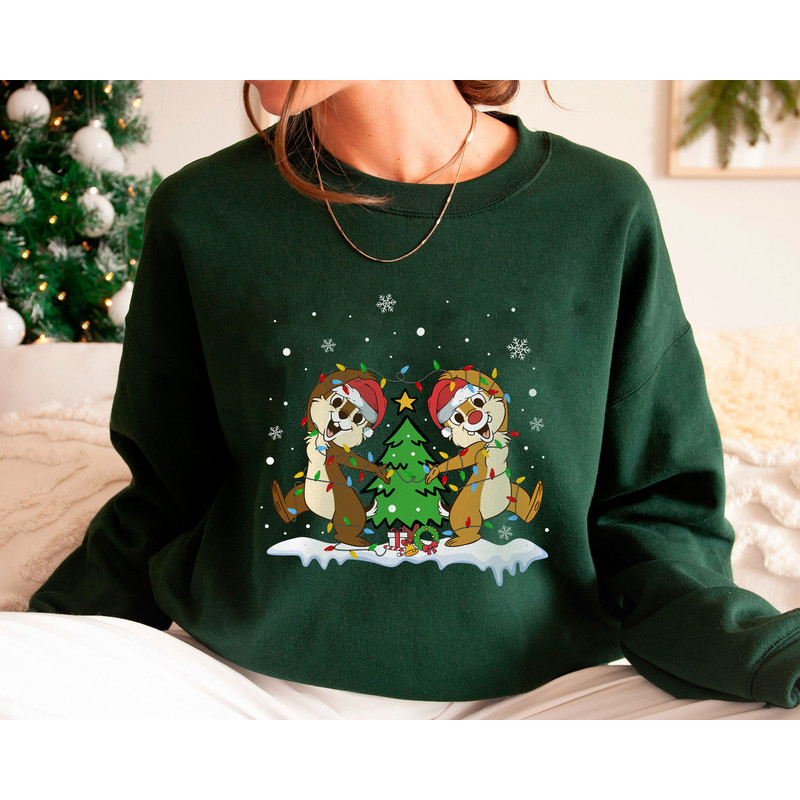 Chip And Dale Christmas Light Merry Christmas Xmas Light Santa Hat Christmas Tree Shirt Family Matching Walt Disney World Shirt Gift Ideas.jpg