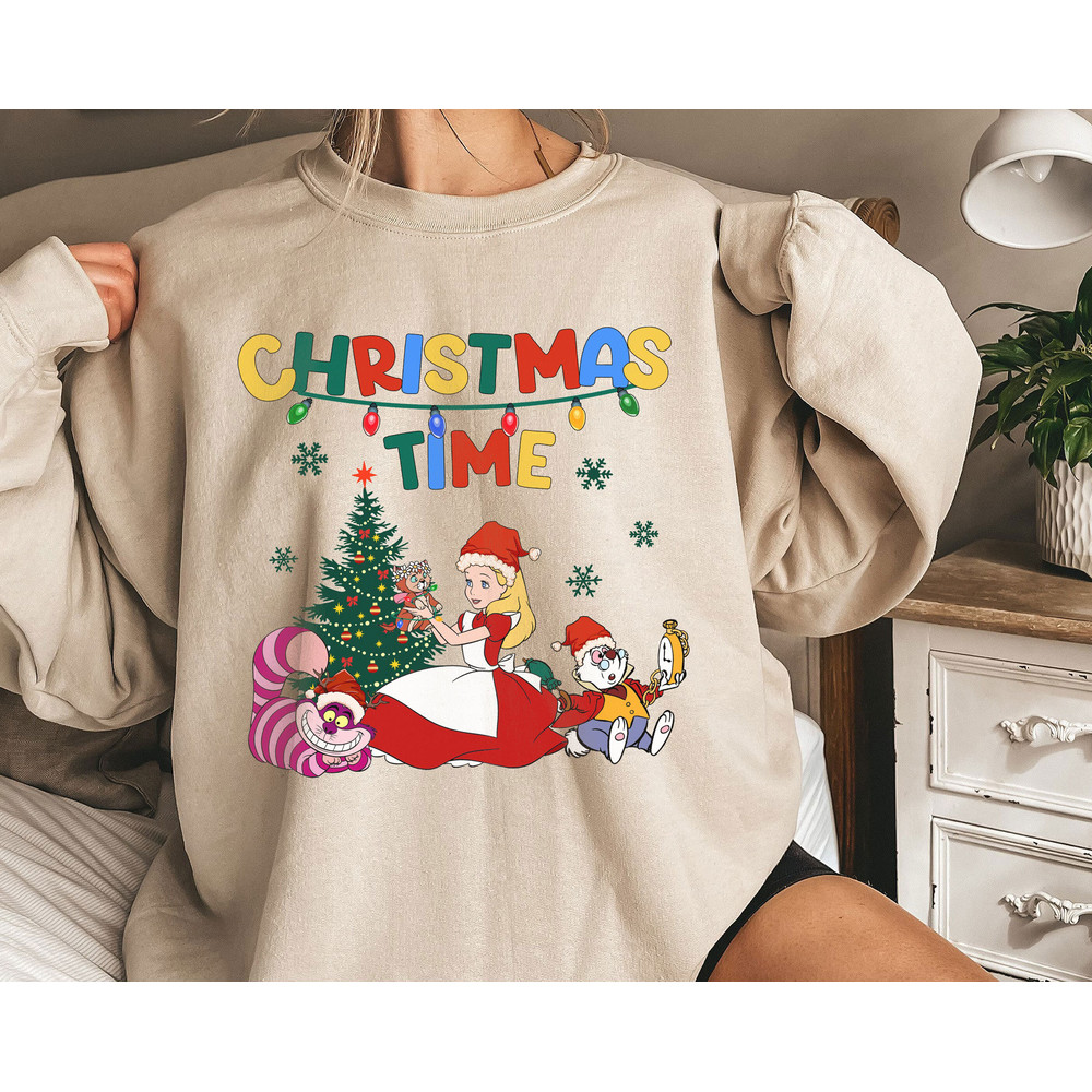 Christmas Time Alice In Wondeland Xmas Tree Christmas Light Shirt Family Matching Walt Disney World Shirt Gift Ideas Men Women.jpg