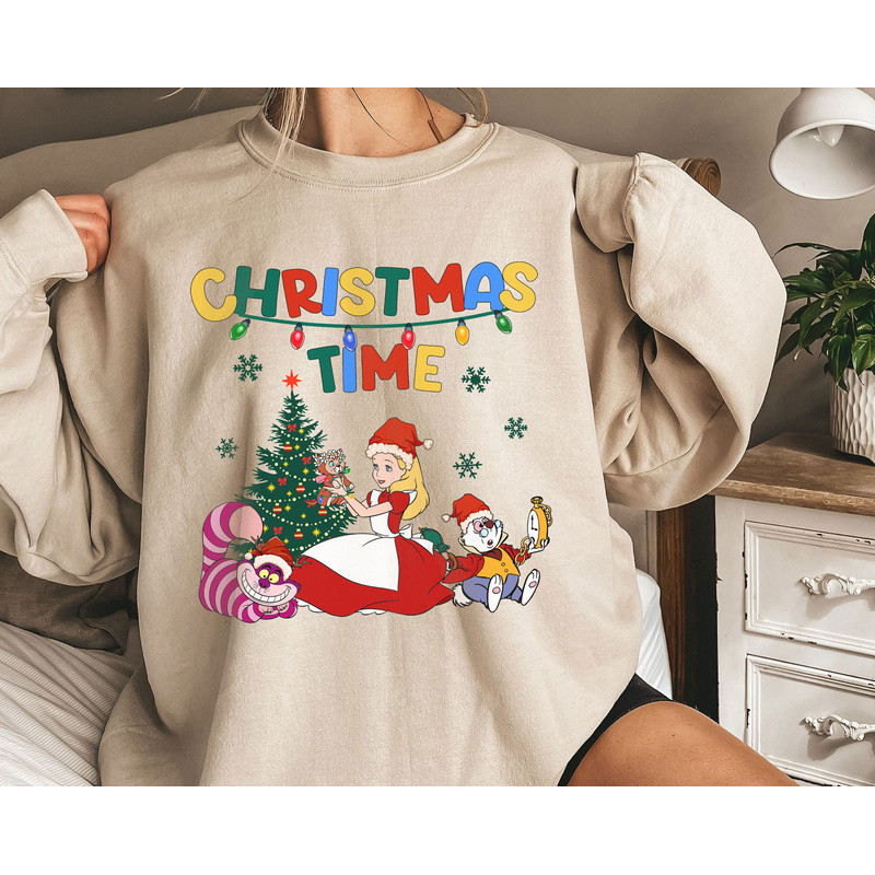Christmas Time Alice In Wondeland Xmas Tree Christmas Light Shirt Family Matching Walt Disney World Shirt Gift Ideas Men Women.jpg