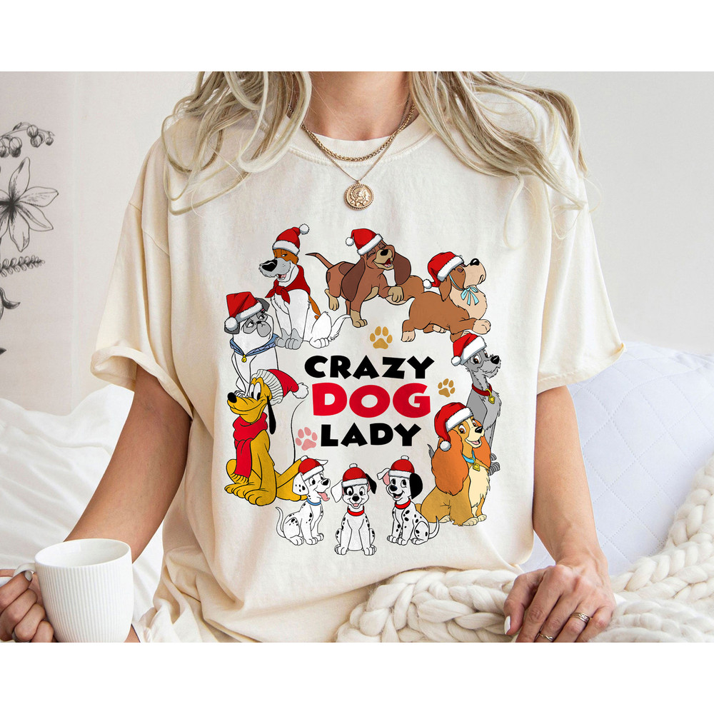 Crazy Dog Lady Disney Dogs Lover Merry Christmas Shirt Family Matching Walt Disney World Shirt Gift Ideas Men Women.jpg