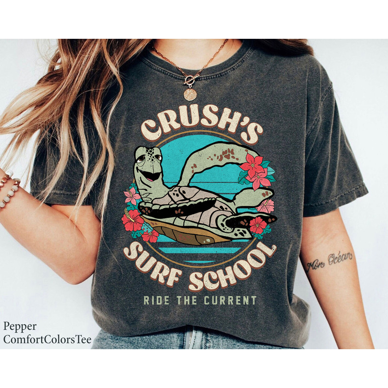 Crush's Surf School Finding Nemo Vintage Retro Shirt Family Matching Walt Disney World Shirt Gift Ideas Men Women.jpg