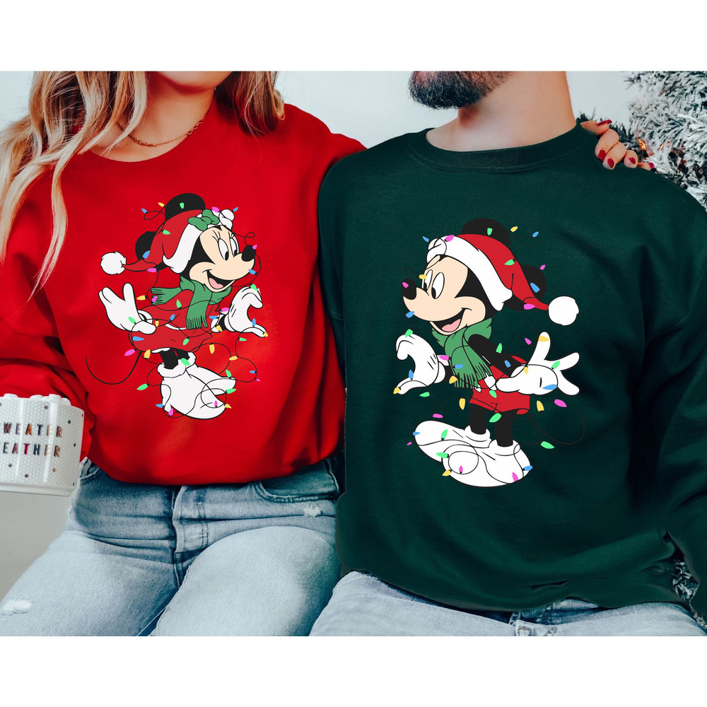 Custom Couple Mickey And Minnie Christmas Light Merry Xmas Shirt Family Matching Walt Disney World Shirt Gift Ideas Men Women.jpg