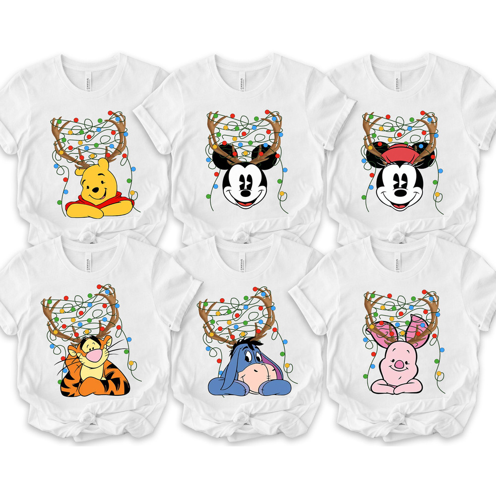 Custom Disney Mickey Pooh Wear Reindeer Horn Family Matching Pajama Shirt Family Matching Walt Disney World Shirt Gift Ideas Men Women.jpg