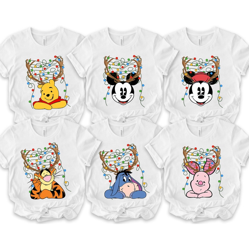 Custom Disney Mickey Pooh Wear Reindeer Horn Family Matching Pajama Shirt Family Matching Walt Disney World Shirt Gift Ideas Men Women.jpg
