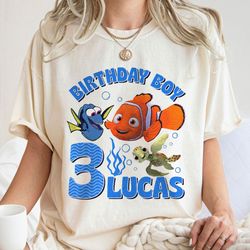 custom name and age birthday boy finding nemo lucashirt finding dory birthday g,tshirt, shirt gift, sport shirt