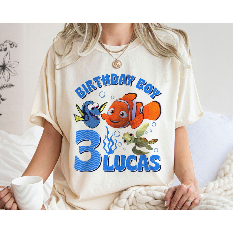Custom Name and Age Birthday Boy Finding Nemo 3 Lucas Shirt Finding Dory Birthday Gift For Son Children.jpg