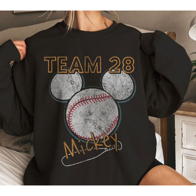 Custom Number Disney Mickey Mouse Baseball Team 28 Sports Distressed Shirt Family Matching Walt Disney World Shirt Gift Ideas Men Women.jpg