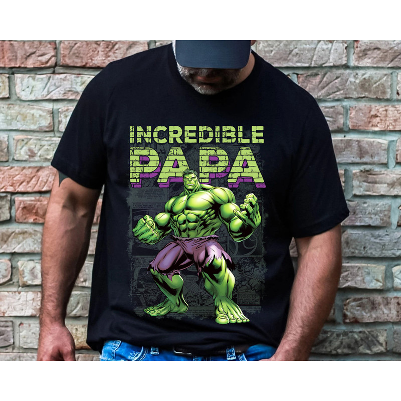 Custom Title Incredible Papa Shirt Hulk Shirt Father's Day Shirt Family Matching Tee Cool Gift Ideas Grandpa Daddy Dad.jpg