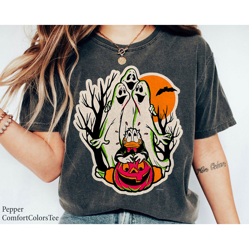 Disney 100 Donald Duck Trick or Treat Ghosts Halloween D100 Shirt Disney's Not So Scary Halloween Party Walt Disney World Shirt Gift Ideas.jpg