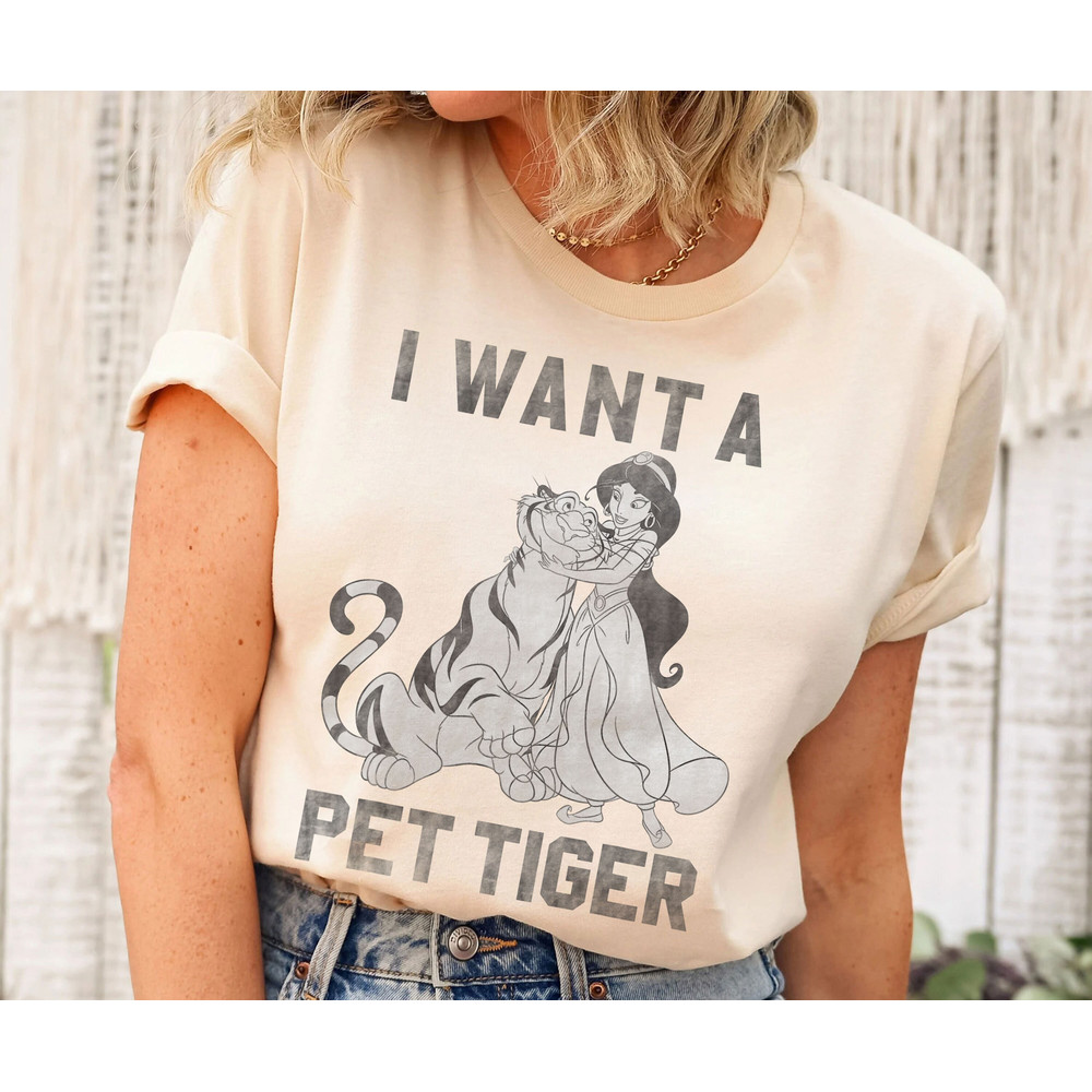 Disney Aladdin Jasmine And Rajah I Want A Pet Tiger Shirt Walt Disney World Shirt Gift Ideas Men Women.jpg