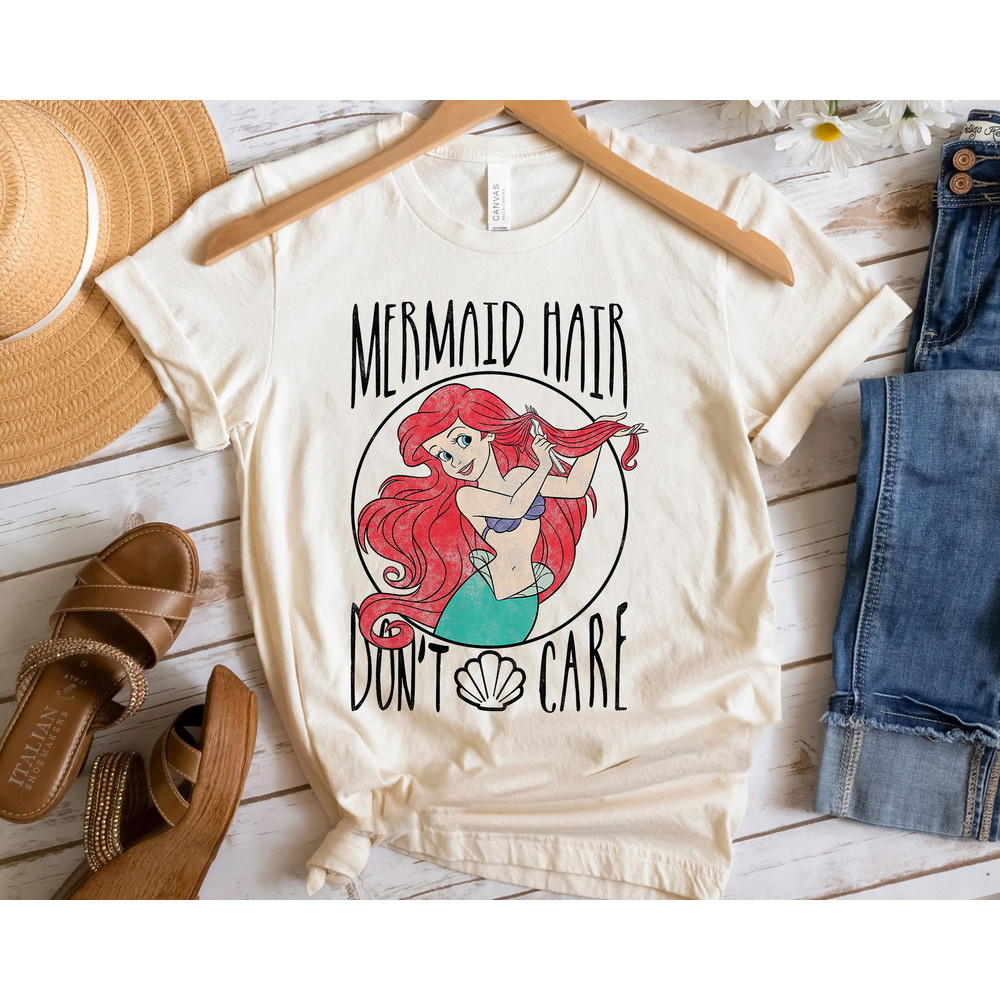 Disney Little Mermaid Ariel Mermaid Hair Don't Care Shirt Walt Disney World Shirt Gift Ideas Men Women.jpg