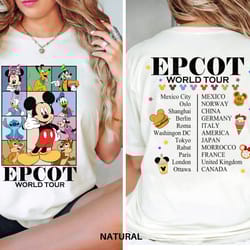 epcot world tour mickey and friendvintage retro disney world two sided shirt wal,tshirt, shirt gift, sport shirt