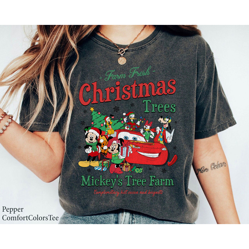 Farm Fresh Christmas Trees Mickey's Tree Farm Hot Cocoa And Beignets Shirt Family Matching Walt Disney World Shirt Gift Ideas Men Women.jpg