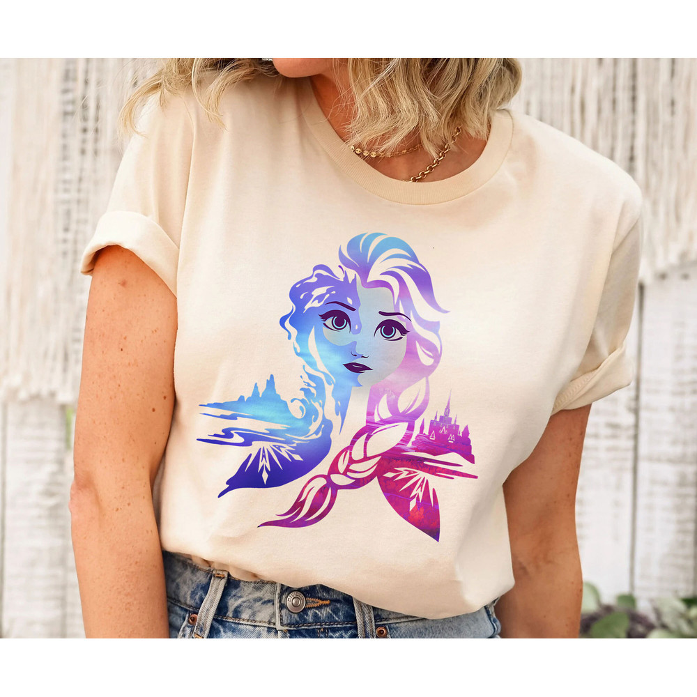 Frozen 2 Elsa Two Tone Gradient Portrait Shirt Walt Disney World Shirt Gift Ideas Men Women.jpg