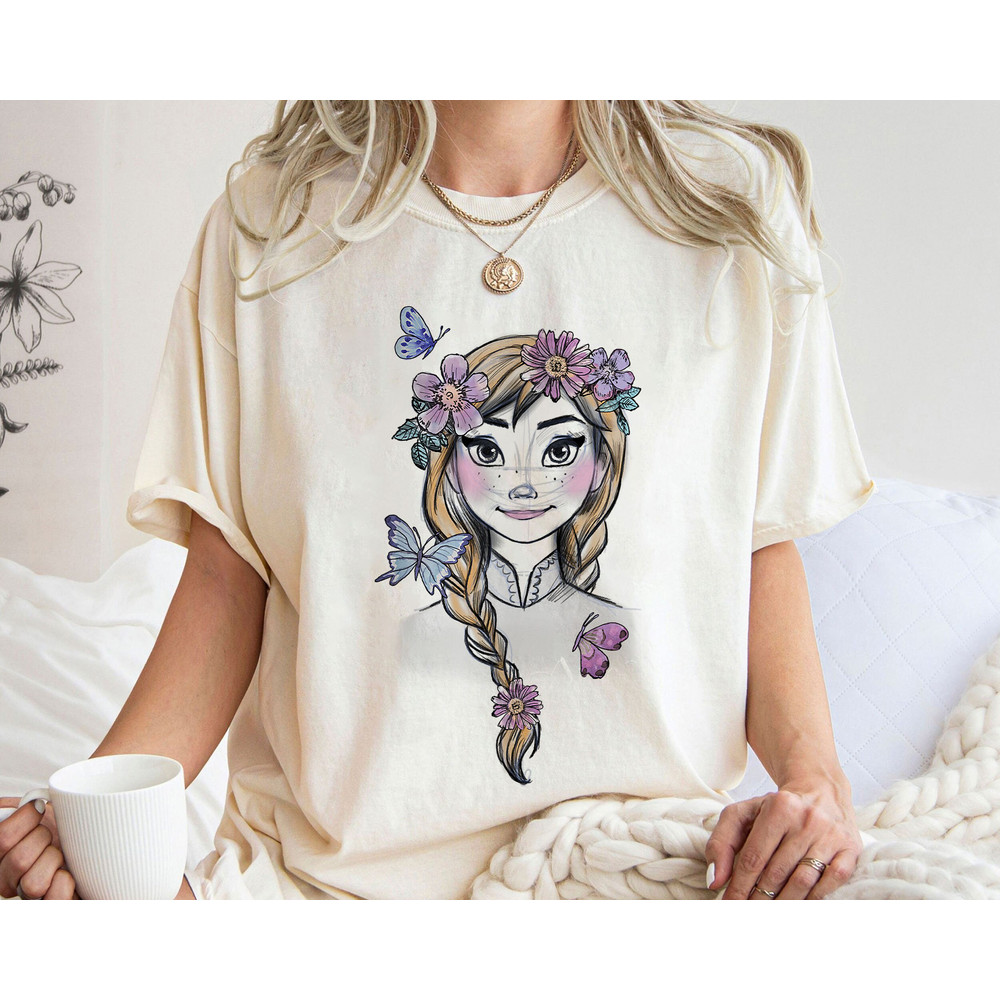 Frozen Anna Illustrated Boho Flowers Graphic Shirt Walt Disney World Shirt Gift Ideas Men Women.jpg