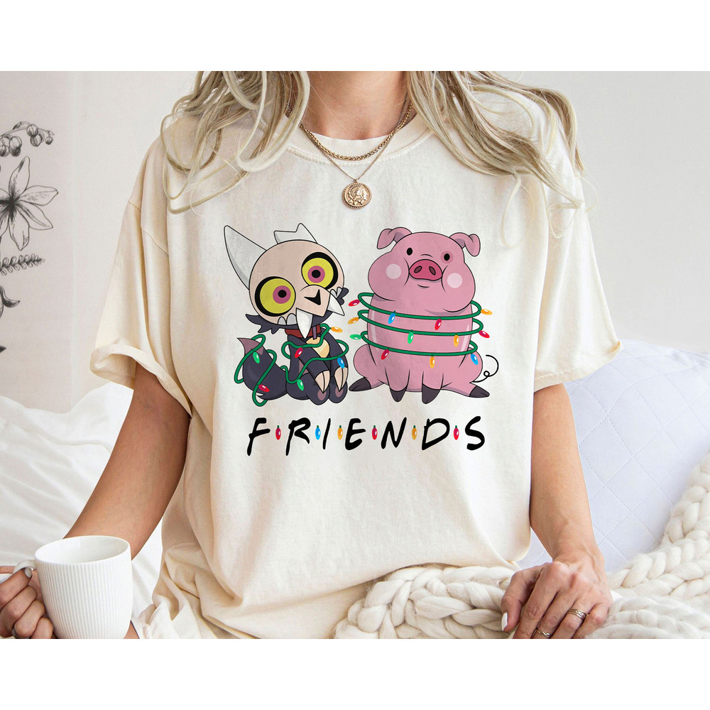 Gravity Falls Waddles King The Owl House Friends Christmas Light Merry Xmas Shirt Family Matching Walt Disney World Shirt Gift Ideas.jpg