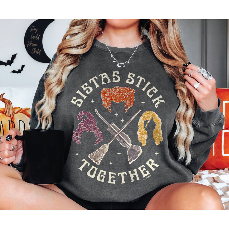 Hocus Pocus Sistas Stick Together Sanderson Sisters Halloween Shirt Walt Disney World Shirt Gift Ideas Men Women.jpg