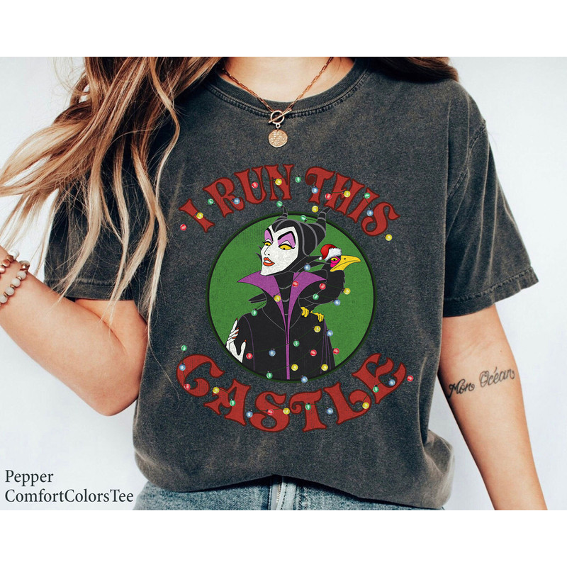I Run This Castle Maleficent Christmas Light A Very Merry Xmas Disney Villain Shirt Family Matching Walt Disney World Shirt Gift Ideas.jpg