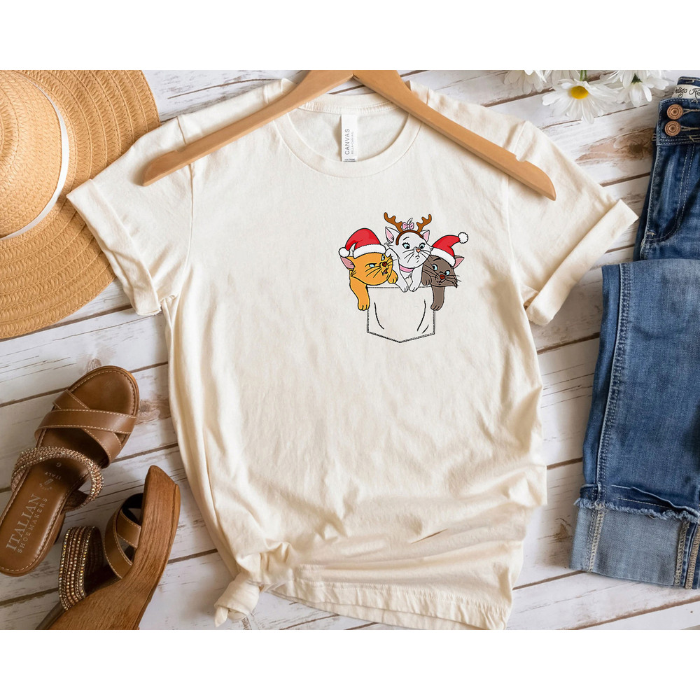 Marie Toulouse Berlioz Faux Pocket Santa Hat The Aristocats Merry Christmas Shirt Family Matching Walt Disney World Shirt Gift Ideas.jpg