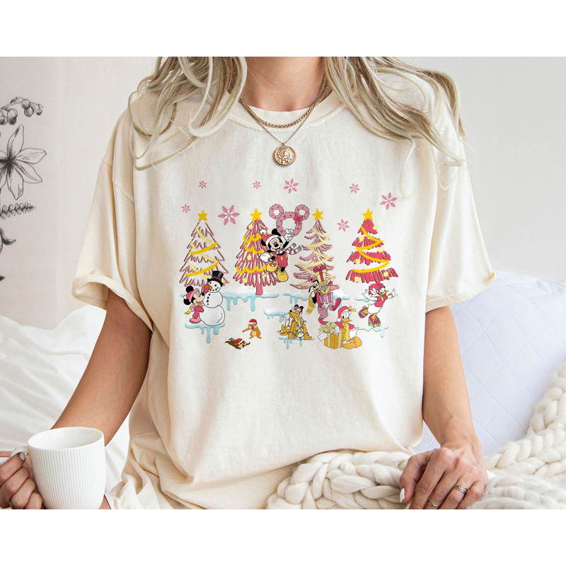 Mickey And Friend Chip Dale Pink Christmas Tree Shirt Family Matching Walt Disney World Shirt Gift Ideas Men Women.jpg