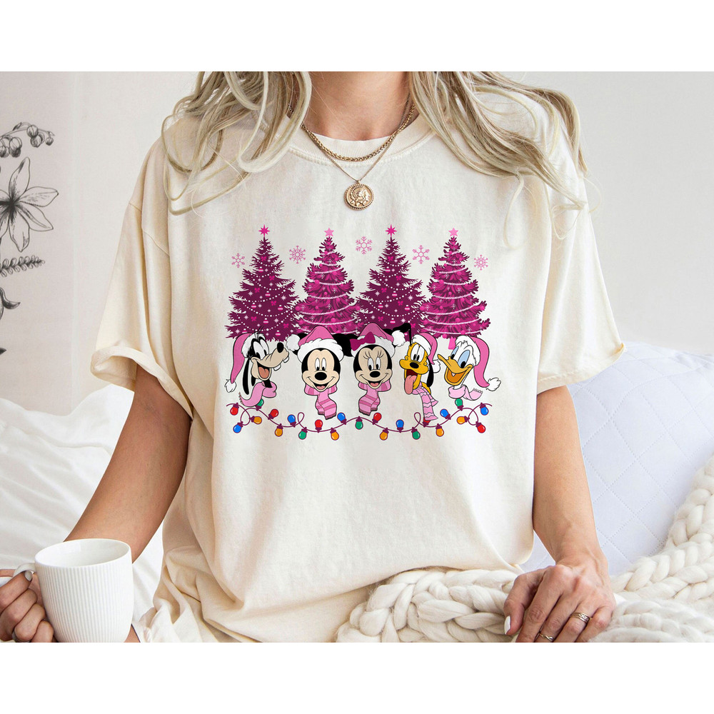 Mickey And Friends Pink Christmas Tree Xmas Light Shirt Family Matching Walt Disney World Shirt Gift Ideas Men Women.jpg