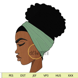Afro Woman Embroidery Design files D