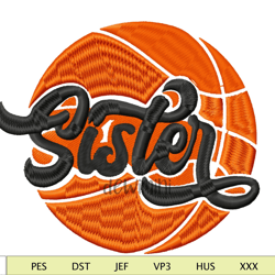Basketball Sister Embroidery Design