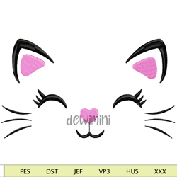 Cute Cat Face Embroidery Design