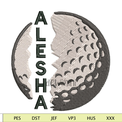 Golf Split Name Vertical Embroidery Design