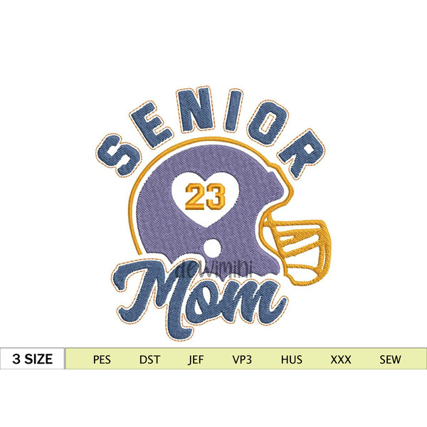 Senior mom football embroidery design, American football Embroidery, Sport Embroidery design,Football Embroidery, 4 Sizes.jpg